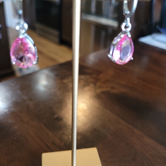 Pink Drop Earrings - Picture 2 of 3